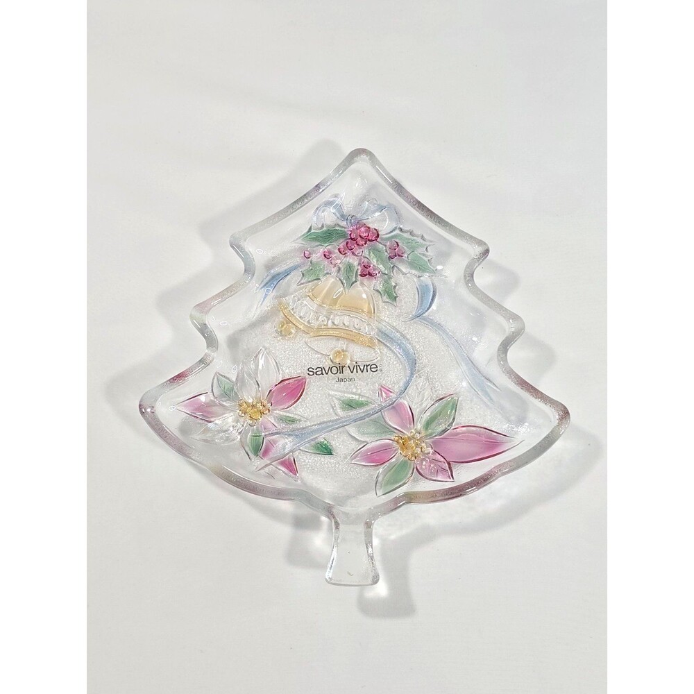Mikasa Crystal Glass Christmas Tree Tray 13.5 Inches Savoir Vivre - Japan